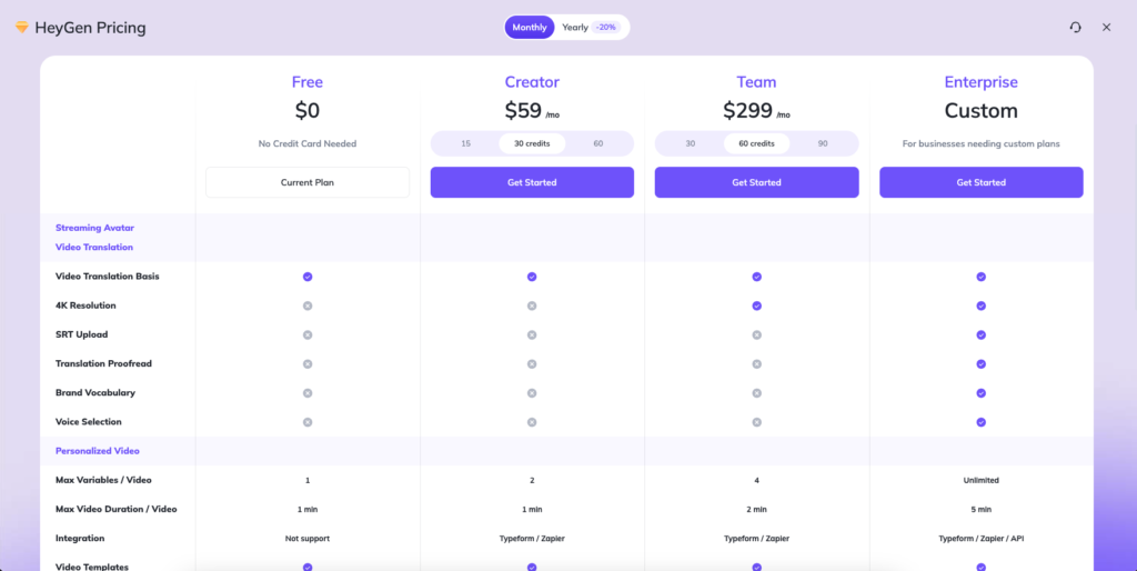 heygen pricing